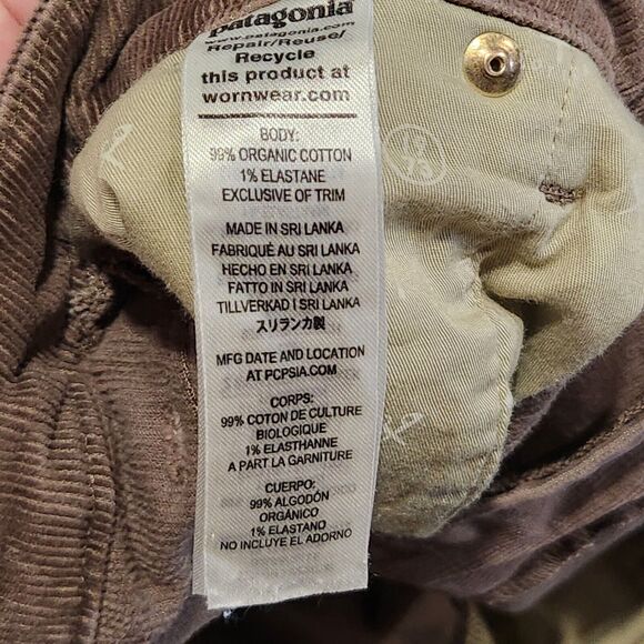 Patagonia Womens 32 Organic Cotton Everyday Cords Brown Corduroy Pants 32x28 - Picture 9 of 16